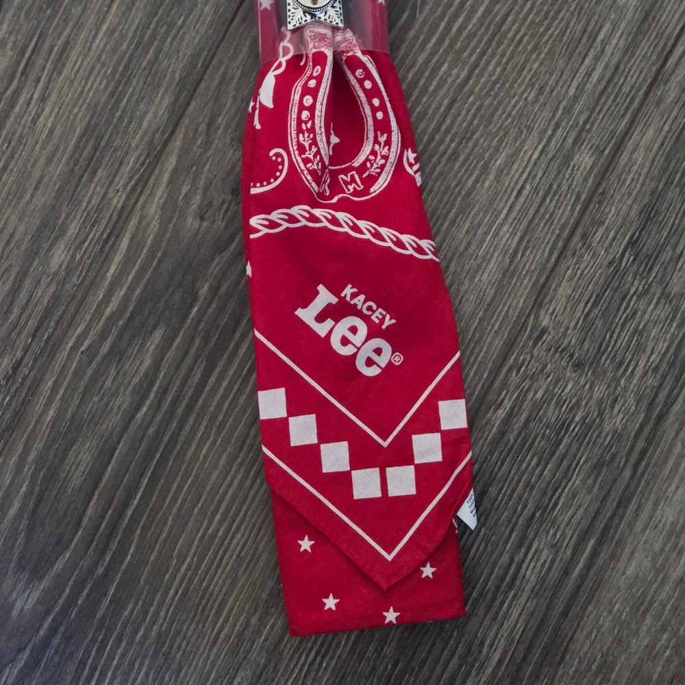 Lee x Kacey Musgraves Bandana with Concho Unisex Cotton Red Navy Western Cowgirl - Picture 6 of 15